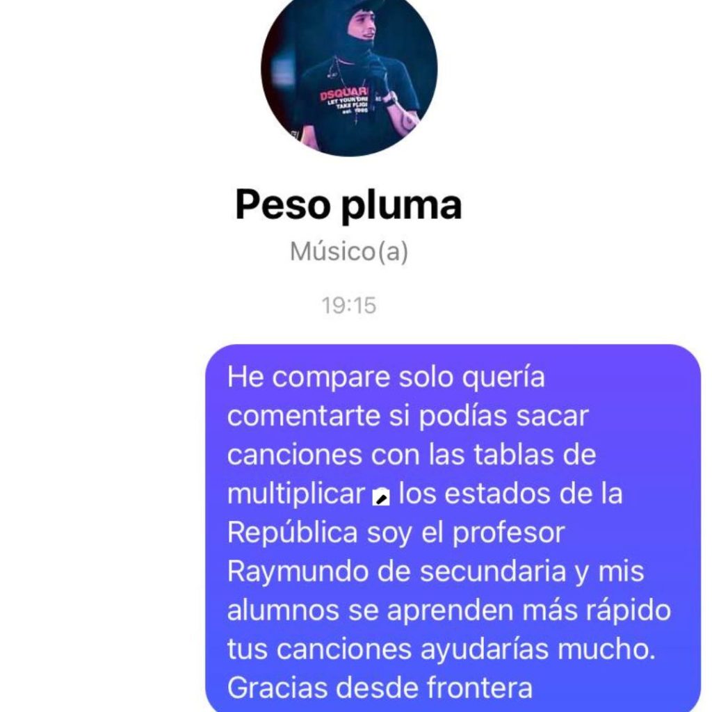 Maestro envía mensaje a Peso Pluma