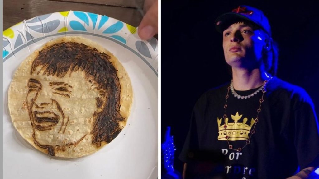 ¿Tacos Bélicos? Artista plasma el rostro de Doble P en una tortilla