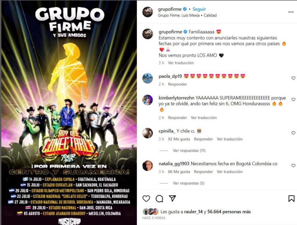 Grupo Firme y su gira por Centroamérica