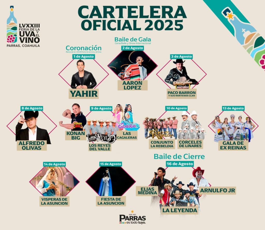 Feria de la Uva y el Vino en Parras 2025: Artistas y fechas clave