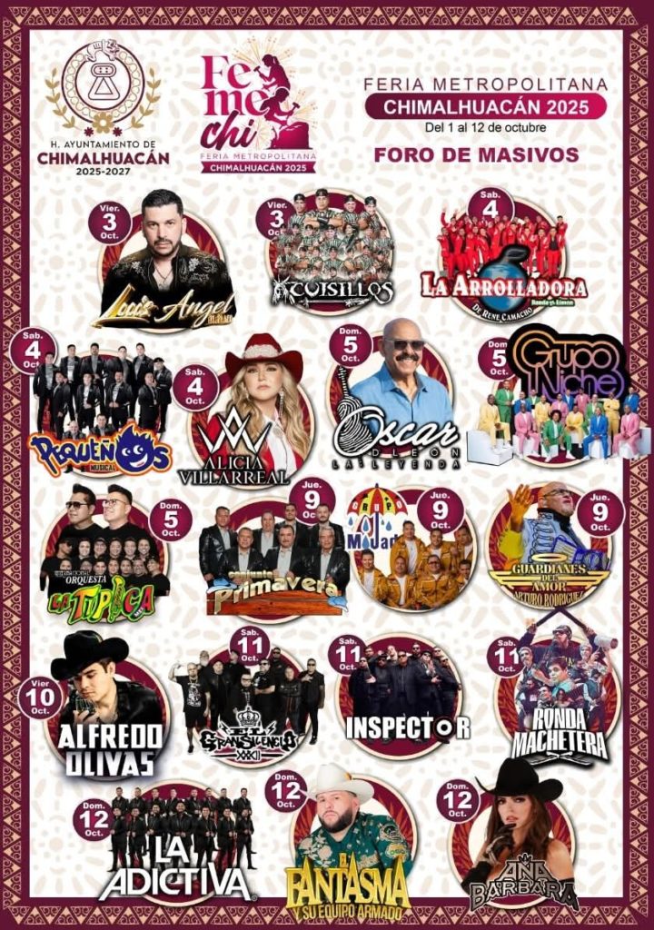 Chimalhuacán anuncia artistas para su feria 2025 en octubre
