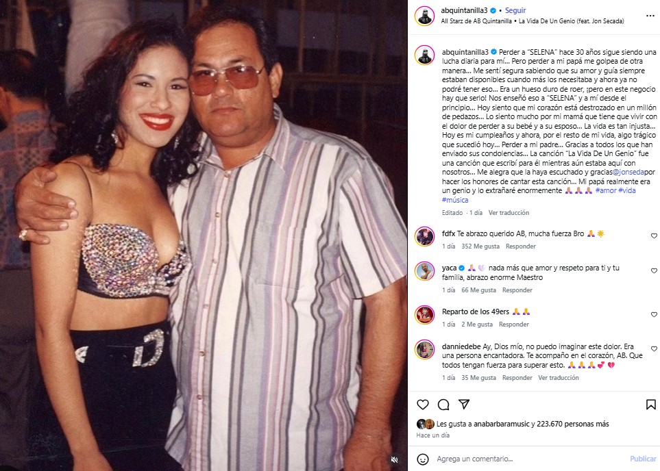 A. B. Quintanilla llora la muerte de su padre en su cumpleaños