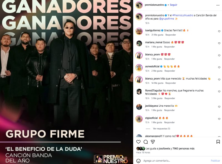 De Carín León a Grupo Firme: los Premios Lo Nuestro 2026 se los repartieron los mexicanos