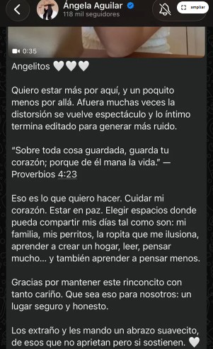 Ángela Aguilar decide alejarse de redes sociales para proteger su salud emocional