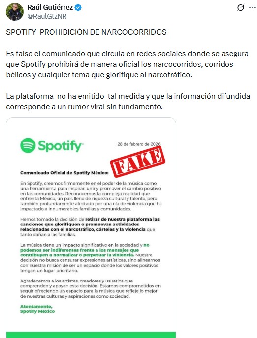 ¿Censura o realidad? El misterioso mensaje de Spotify que pondría fin a los Narcocorridos este 2026